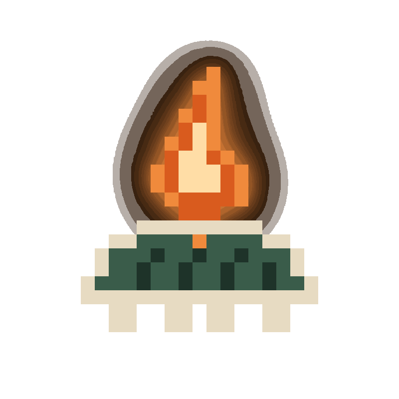 The Firepious sigil: a flame burning on a turtle's shell